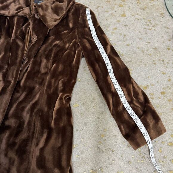 Alfani brown faux fur texture soft mid length lined collared coat jacket MP - Picture 12 of 12